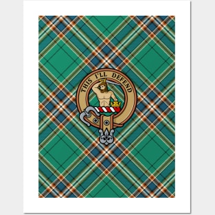 Clan MacFarlane Crest over Ancient Hunting Tartan Posters and Art